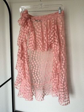 WAIMARI | Resort Bahamas High Low Pareo Ruffle Sarong Skirt in Pink | Size 10